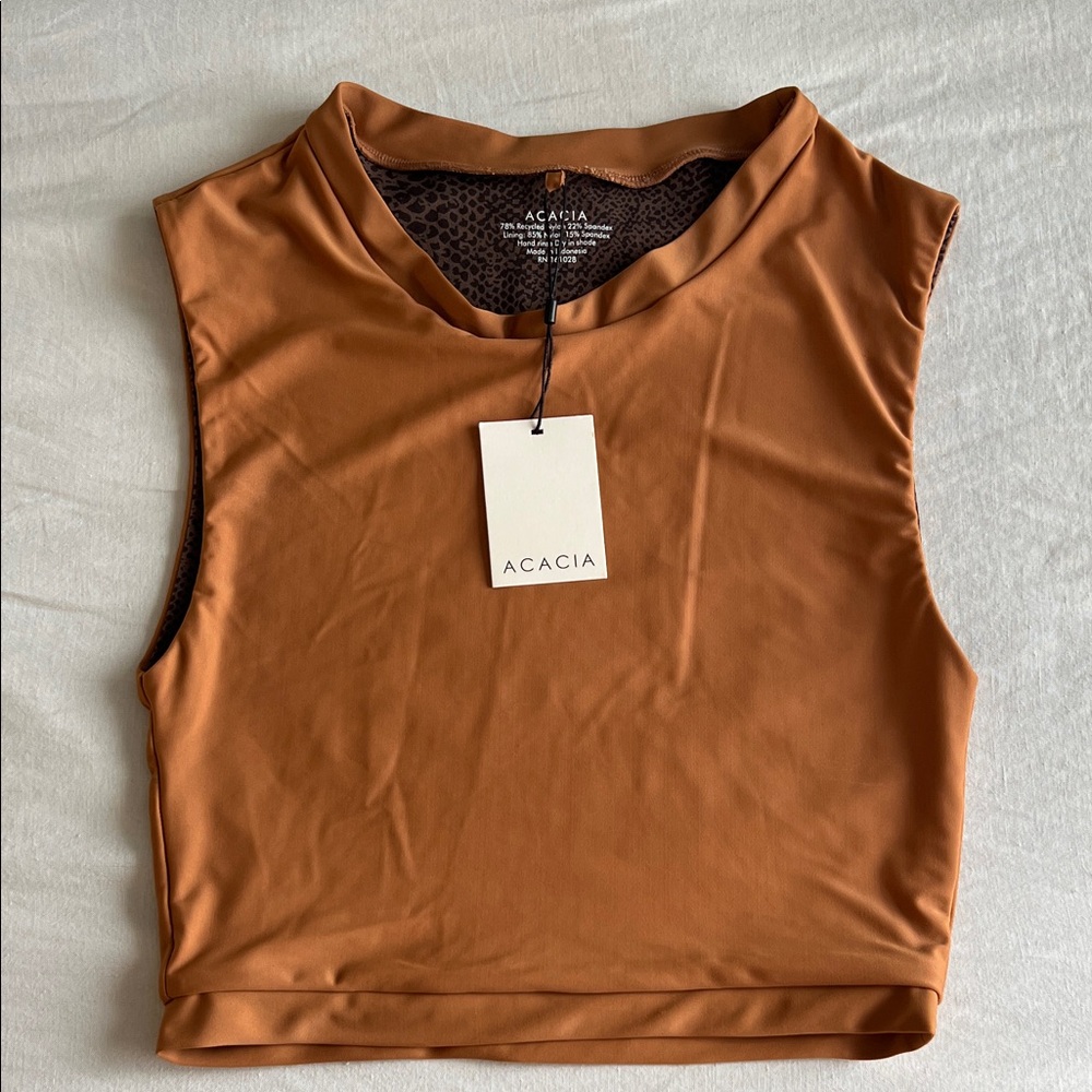Acacia Swimwear Costa Top in Tobacco size Large